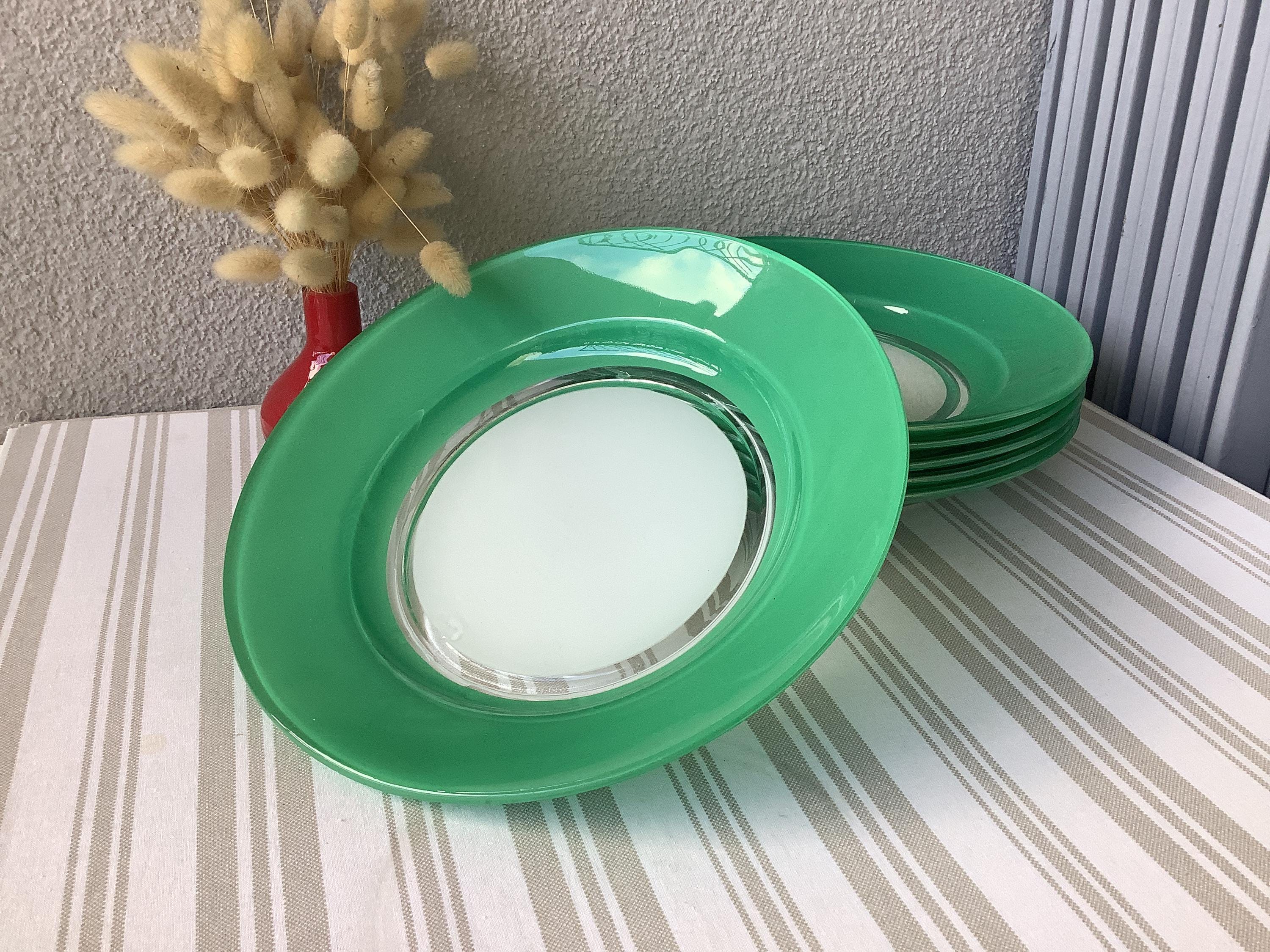 6 assiettes a desserts en verre duralex huile lesieur VINTAGE