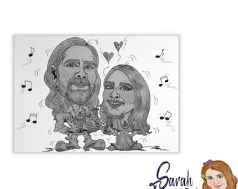Hand-Drawn Caricature: Custom Black & White Portrait from Photo