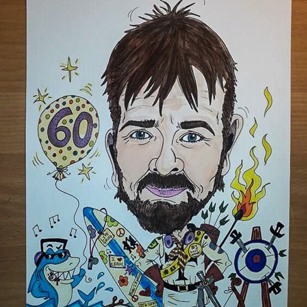 A3 Caricature, Hand Drawn and Personalised From Your Photos