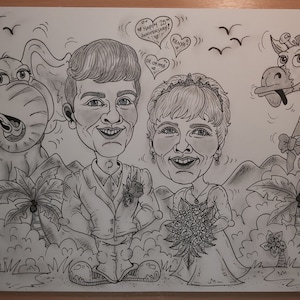 Hand-Drawn Caricature: Custom Black & White Portrait from Photo