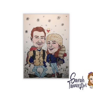 Hand Drawn Colour Caricature: Personalised Original Artwork image 5