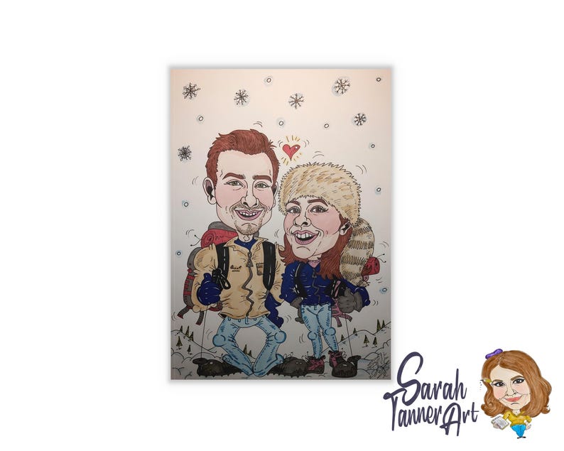 Hand Drawn Colour Caricature: Personalised Original Artwork image 5