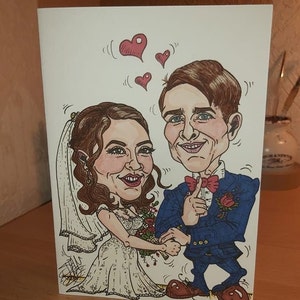Caricatura cartão desenhado à mão arte original personalizada de suas fotos. Não digital, caricaturas postadas 100% originais