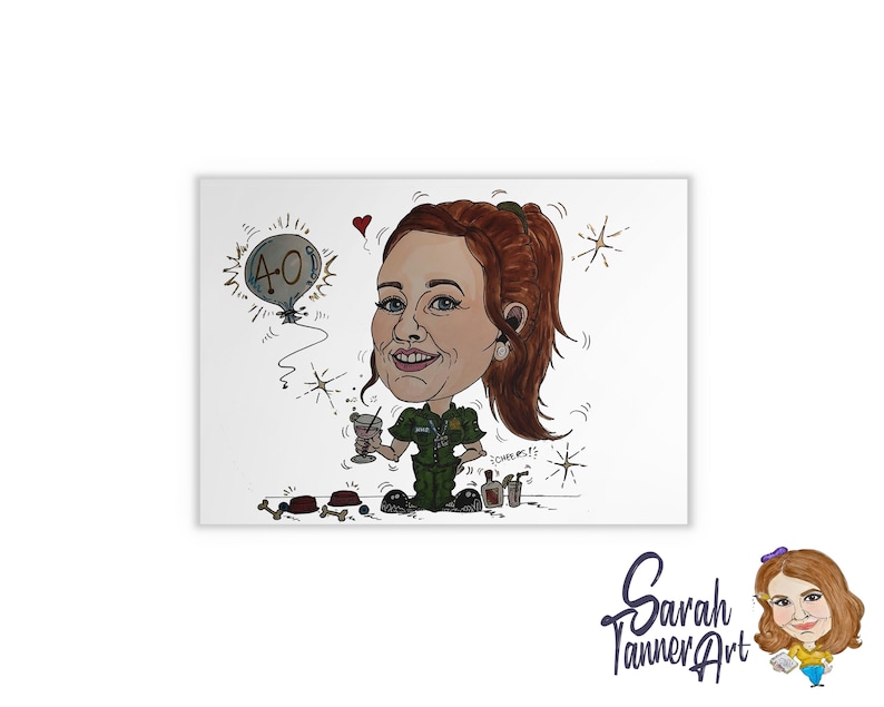 Hand Drawn Colour Caricature: Personalised Original Artwork image 7