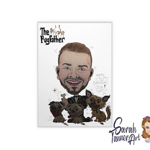 Hand Drawn Colour Caricature: Personalised Original Artwork image 2
