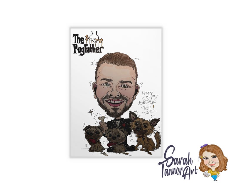 Hand Drawn Colour Caricature: Personalised Original Artwork image 2