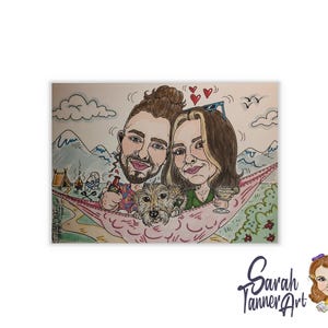 Hand Drawn Colour Caricature: Personalised Original Artwork image 6