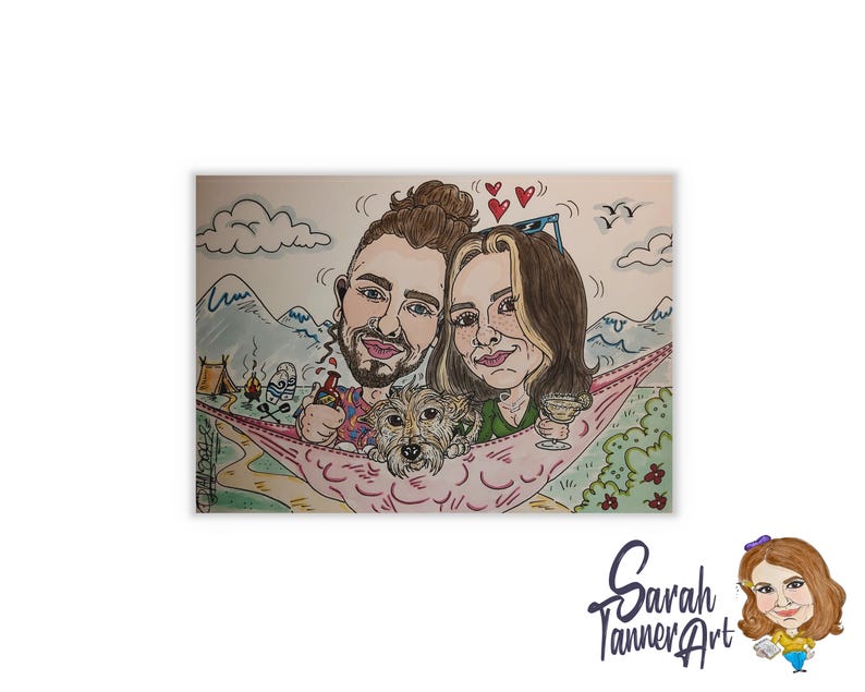 Hand Drawn Colour Caricature: Personalised Original Artwork image 6