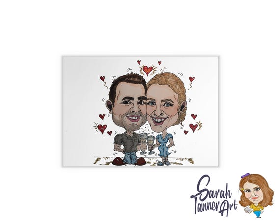 Hand Drawn Colour Caricature: Personalised Original Artwork