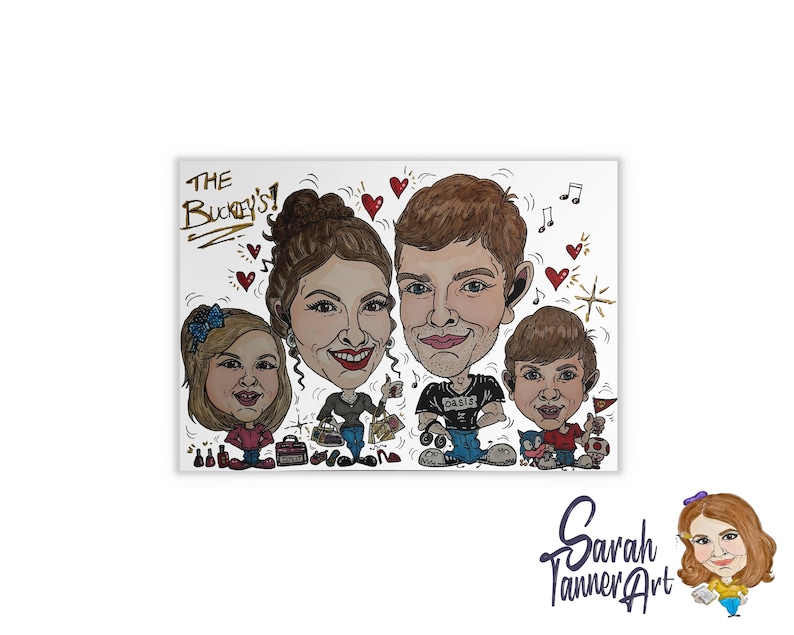 Hand Drawn Colour Caricature: Personalised Original Artwork image 3