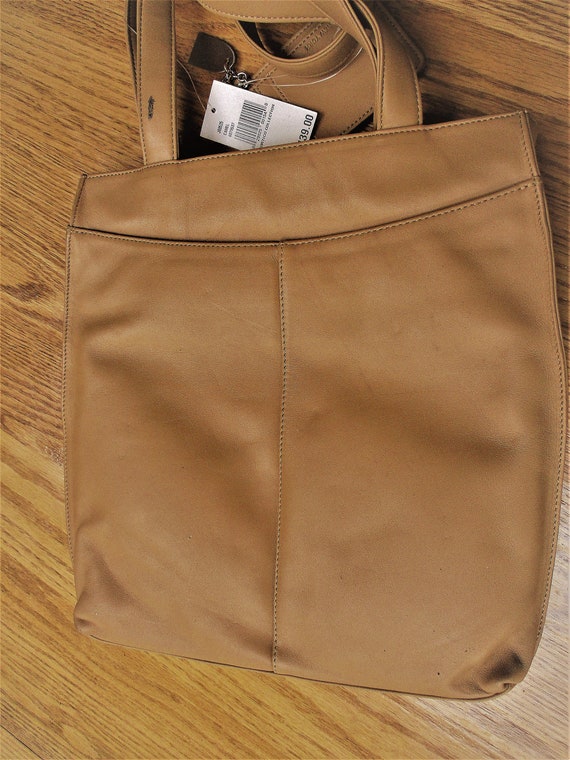 Jones of New York Leather Shoulder Bag Camel Colo… - image 3