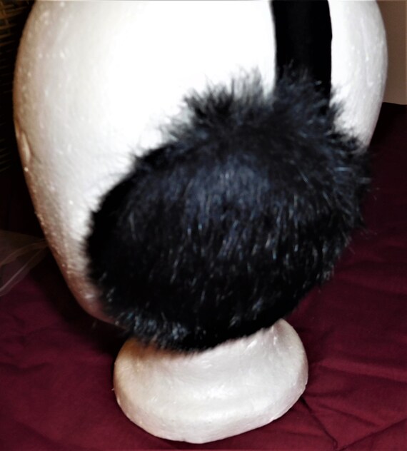 Furry Ear Muffs Black Vintage New Condition Gem