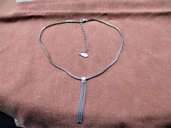 Guess 16" Necklace w/3" Pendant Silver Tone Vinta… - image 1