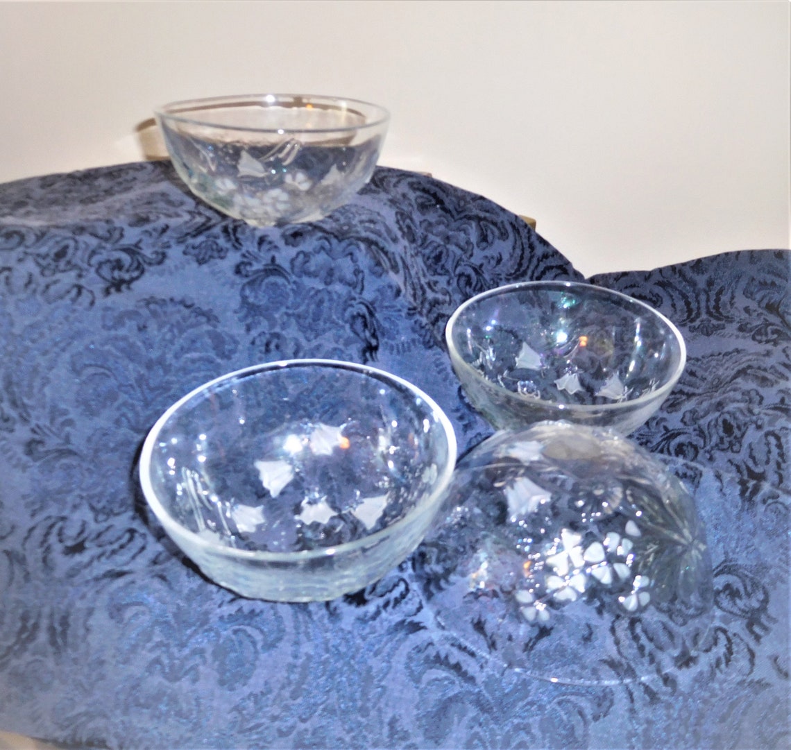 4 Vintage Clear Pressed Glass Salad Bowls Set Of 4 Etsy