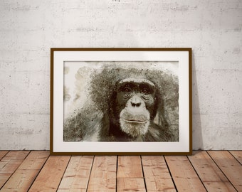 Monkey Watercolor Portrait Print