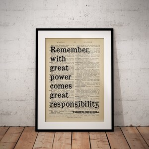 Great Power Quote Print - Winston Churchill Quotes - Prime Minister Speech
