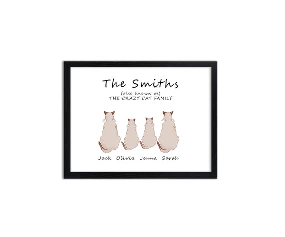 Personalized Cat Family Print | Custom Home Wall Art - Etsy