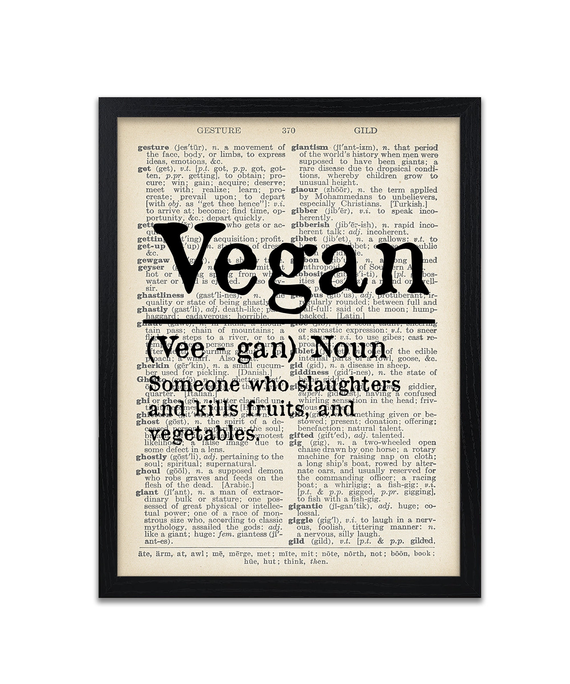 Vegan Definition Vegan Definition Funny Definition Print Etsy UK