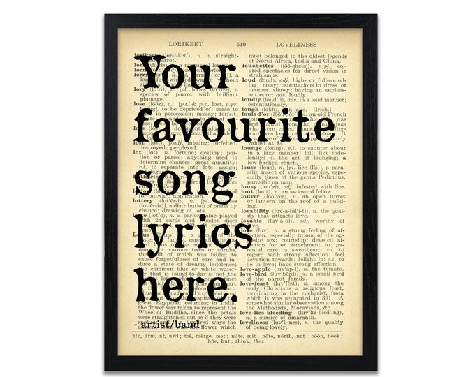 Custom Song Lyric Print - Personalised Typography Poster
