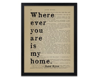 Jane Eyre Book Quote - Wherever You Are Is My Home Quote Print - Classic Quote Prints