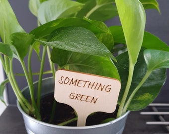 Something Green Plant Label - Personalised Wooden Plant Marker - Wooden Engraved Plant Labels