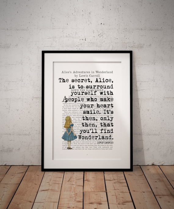 Alice In Wonderland Quote Vintage Dictionary Book Page Print Wall Art Picture By Parksmoonprints