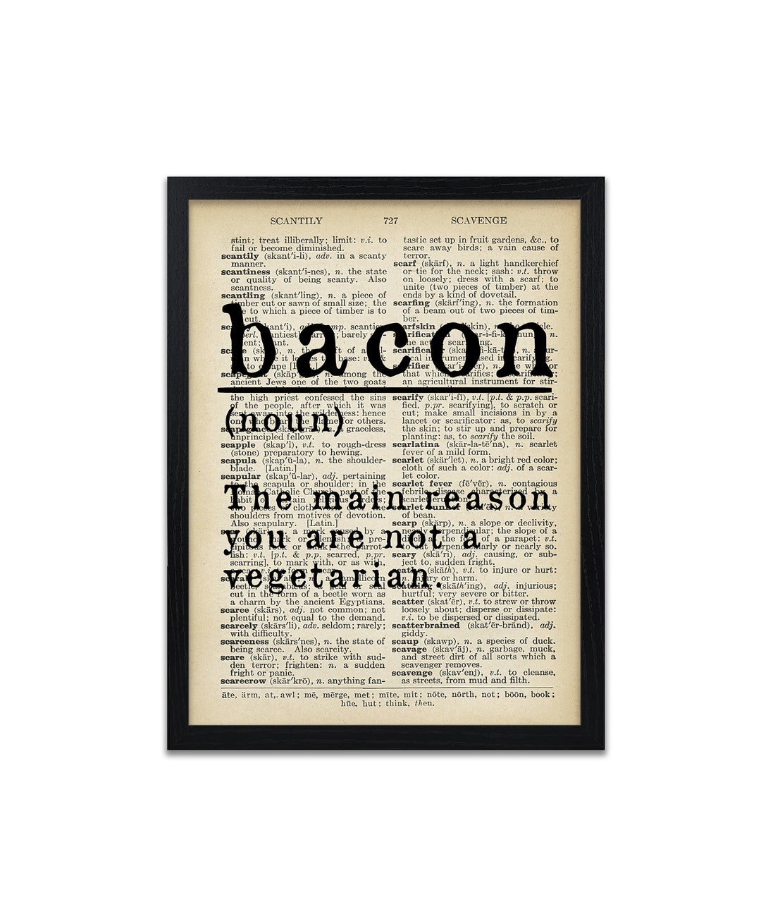 Bacon Definition Dictionary Definition Funny Definition Print Etsy