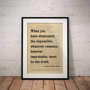 Stampa con citazione dal libro di Sherlock Holmes - Stampe letterarie - Angolo lettura - Senza cornice