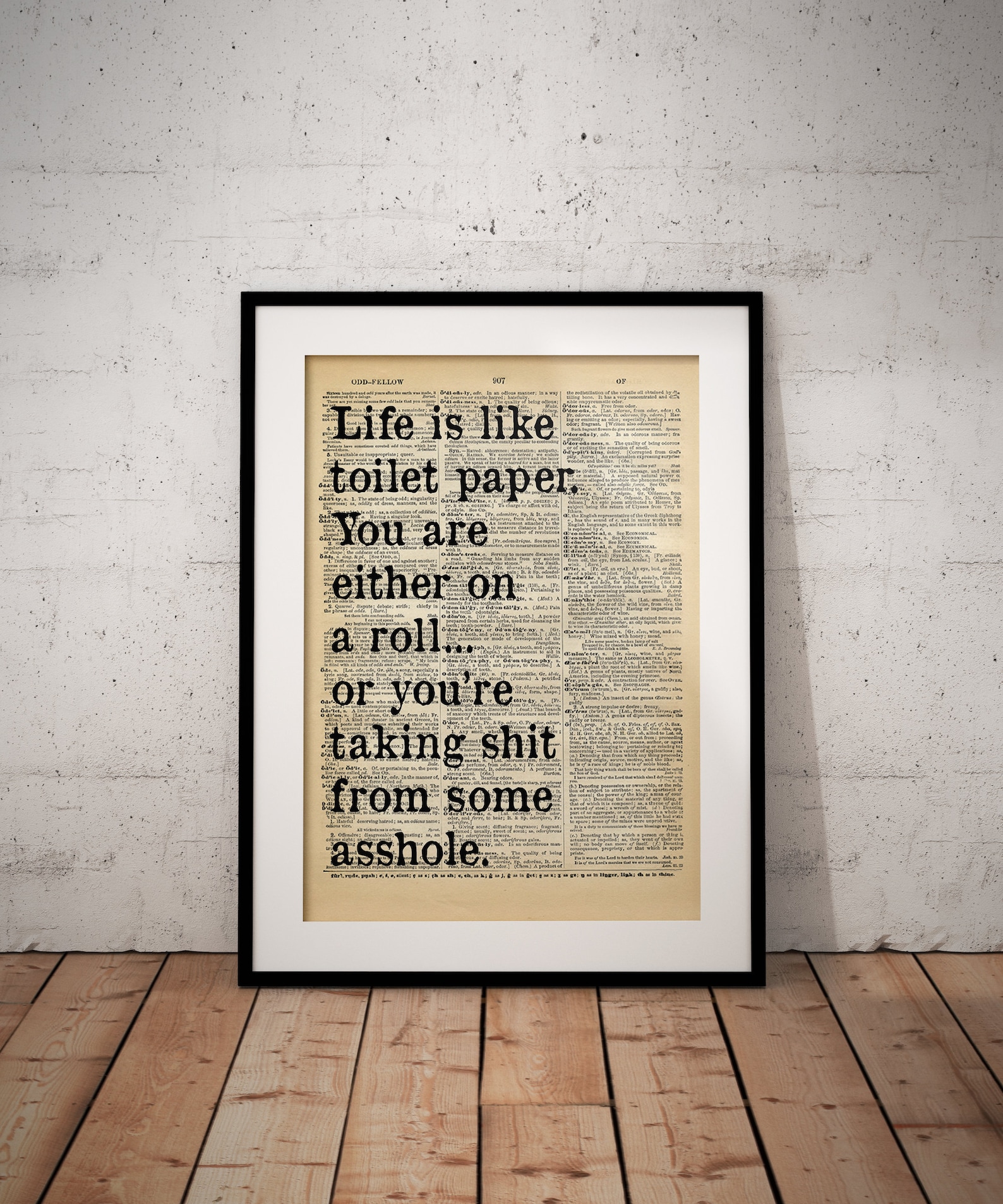 Life is Like Toilet Paper Funny Toilet Quote Dictionary Etsy UK