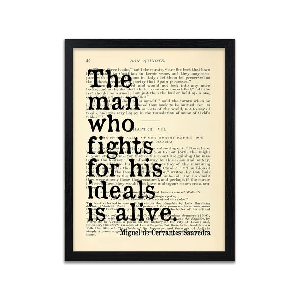 Don Quixote Book Quote - Classic Book Quotes - Fight For Ideals Print - Literary Prints