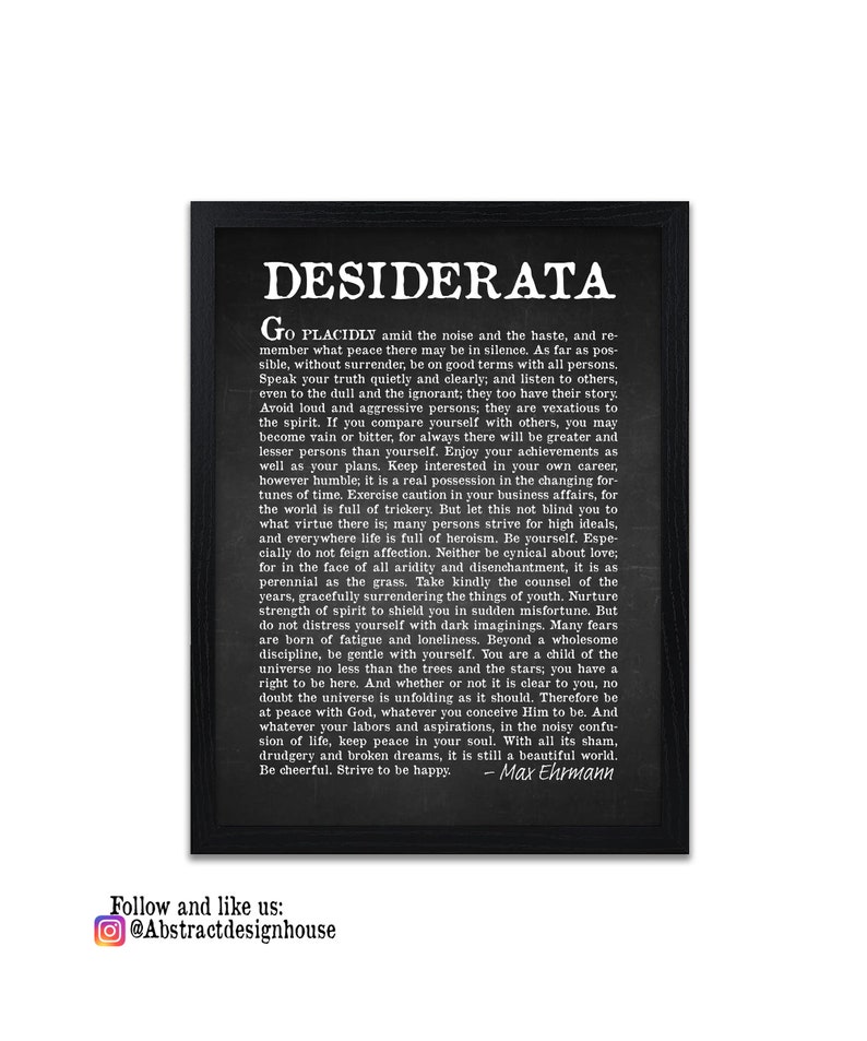 Desiderata Poem Print Desiderata Poster Max Erhmann 1927 image 6