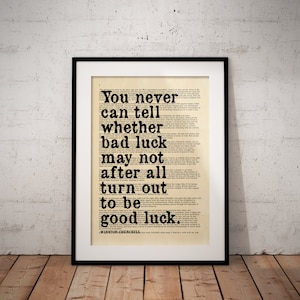 Good Luck Quote Print - Winston Churchill Quotes - Prime Minister Speech - Unframed