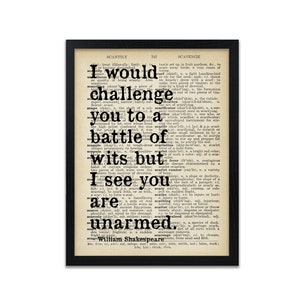 Shakespeare Quote Print Battle of Wits Quotes William Shakespeare Prints Frame Not Included image 4