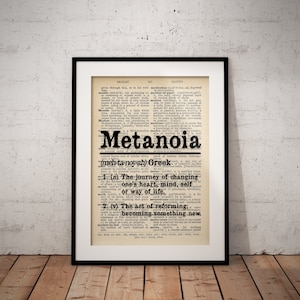 Metanoia Definition - Funny Definition Print - Dictionary Definitions - Unframed