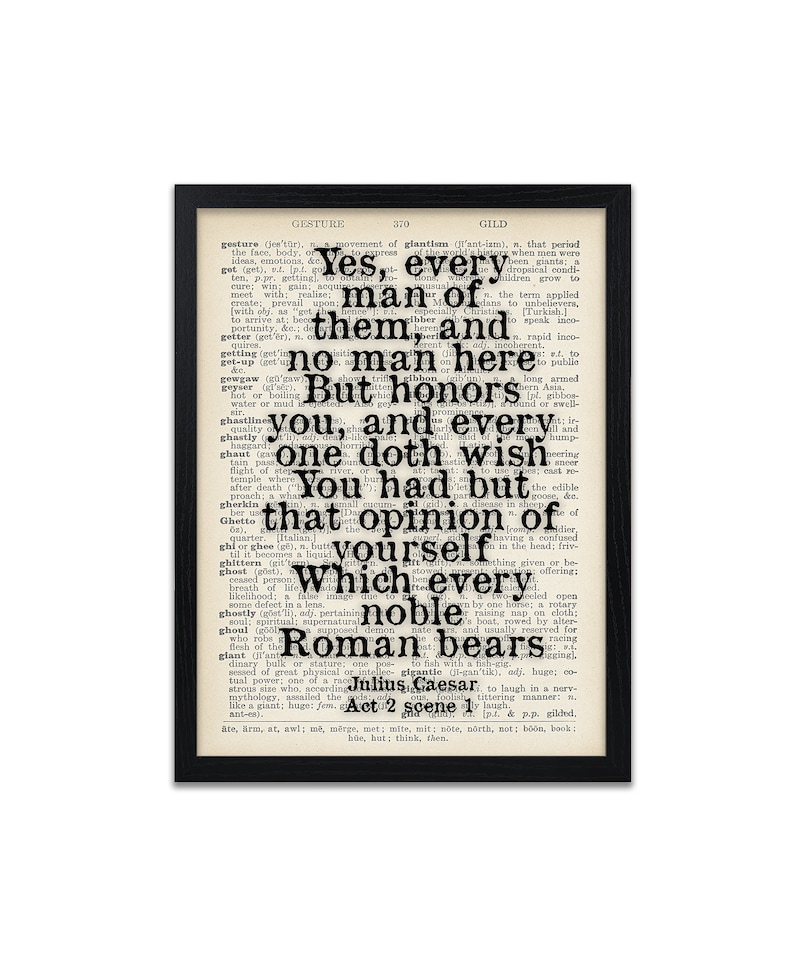 Shakespeare Quote Print Julius Caesar Quotes Dictionary Prints