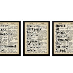 Set of 3 Funny Bathroom Quotes - Toilet Quotes - Typography for Bathrooms - Restroom Wall Prints