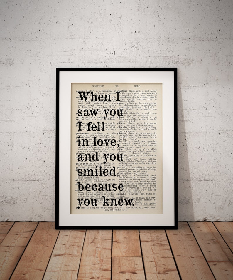 Shakespeare Quote Print Love Quote When I Saw You I Fell - Etsy