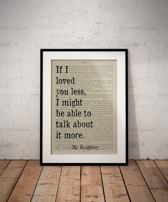 Emma Book Quote - Reading Nook Bookish Artwork - Jane Austen Print - Custom Option Available - Unframed