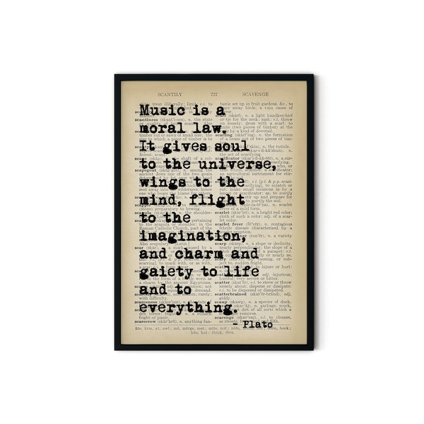 Music Quote Prints - Music Quotes Print - Plato Quote for Music Lovers