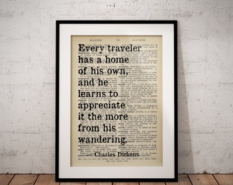 Charles Dickens Book Quote - Christmas Carol - Traveller Quote Print - Classic Quote Prints