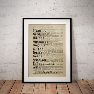Jane Eyre Book Quote - Free Human Being With An Independent Will Quote Print - Classic Quote Prints