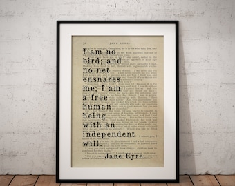 Jane Eyre Book Quote - Free Human Being With An Independent Will Quote Print - Classic Quote Prints