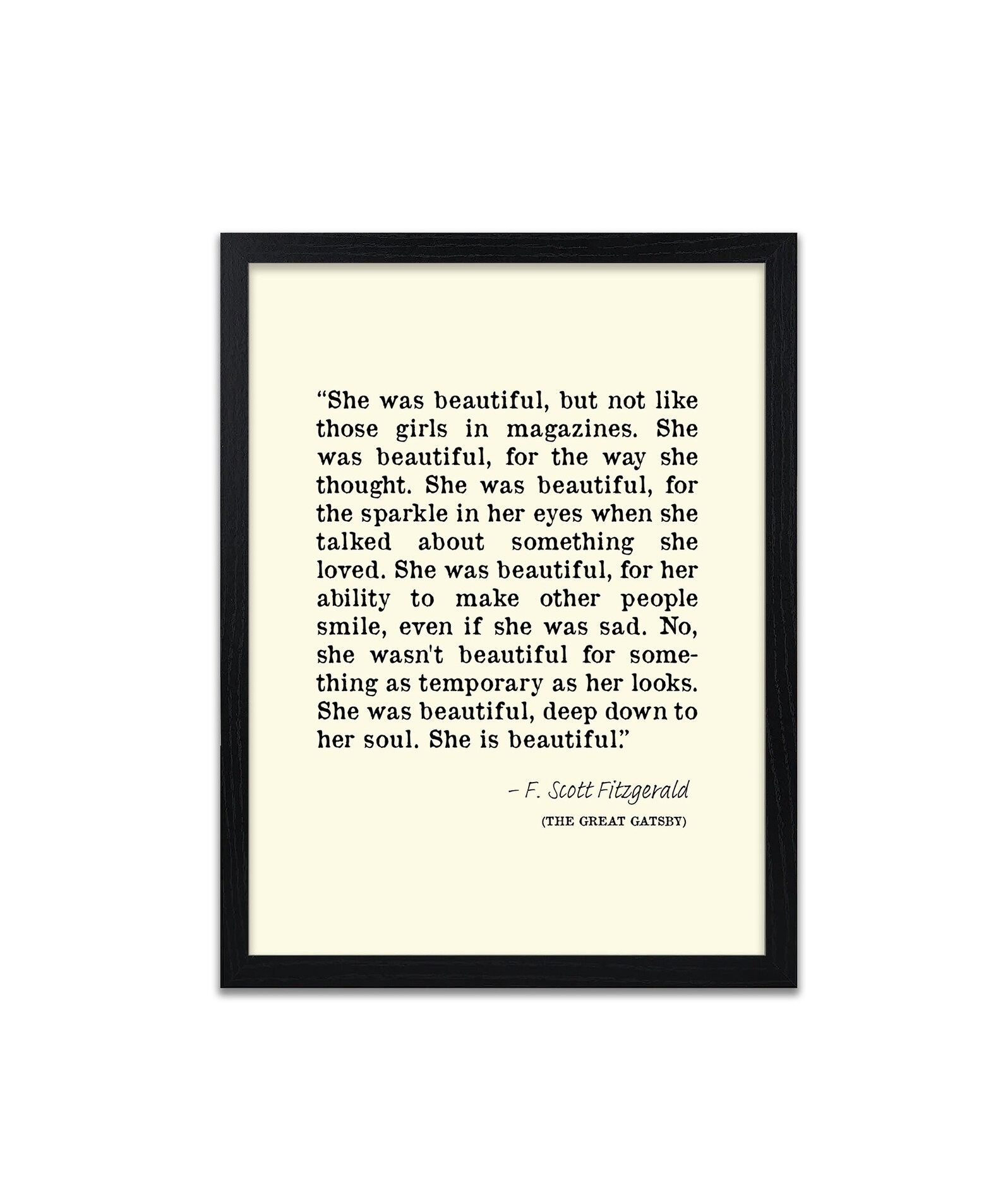 F Scott Fitzgerald She Was Beautiful Quote Inspirational Print Etsy UK