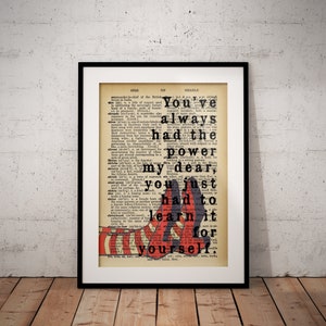 Personalisable Wizard of Oz Inspirational Dictionary Quote Print - Unframed - Custom Option Available