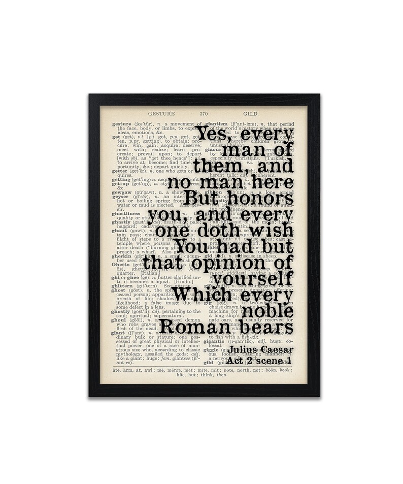 Shakespeare Quote Print Julius Caesar Quotes Dictionary Prints