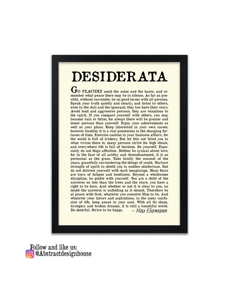 Desiderata Poem Print Desiderata Poster Max Erhmann 1927 image 5