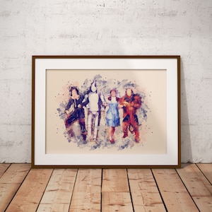 Póster con impresión artística de acuarela del Mago de Oz, decoración de pared para guardería, selección de regalos