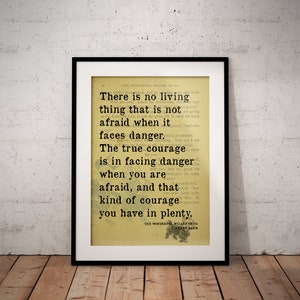Wizard of Oz Book Page Courage Quote Print