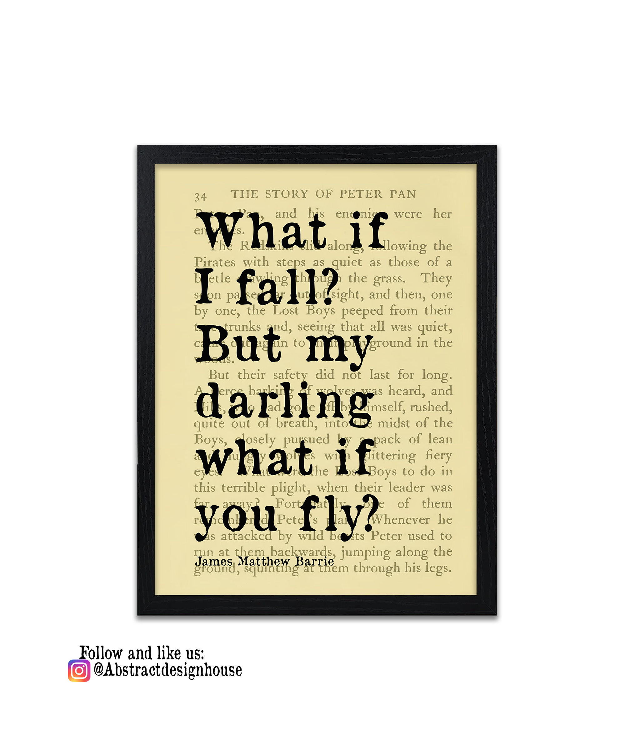 Peter Pan Book Quotes Peter Pan Book Quote Print What If I Fall Quotes Literary | Etsy Hong Kong