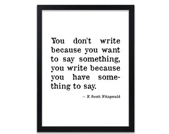 Writer Quote Print - Literary Prints - F Scott Fitzgerald Quotes
